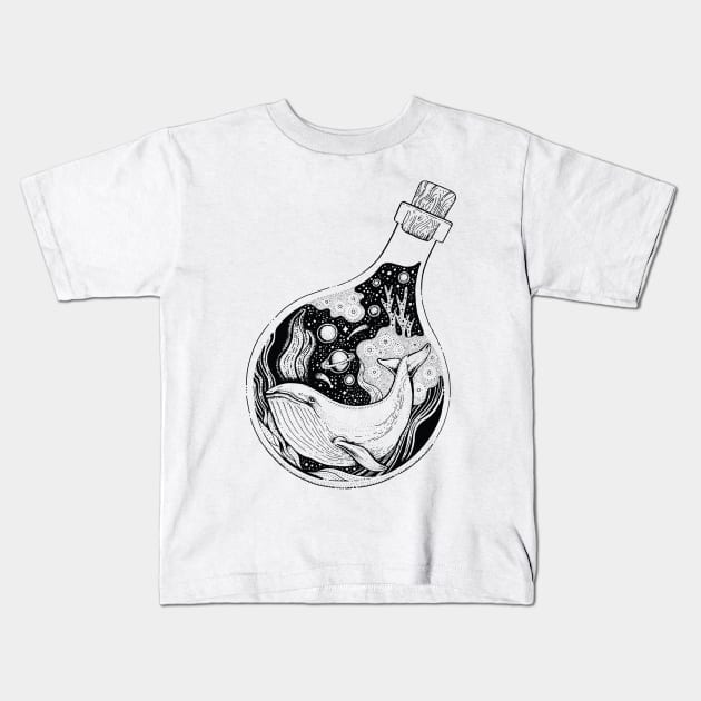 Ocean in a Bottle Whale Kids T-Shirt by letnothingstopyou